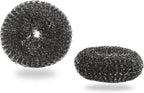 Heavy-Duty Stainless Steel Wool Barbecue Grill Cleaning Scrubber Pads, Replacement Steel Wool Brush Head, 2 Pack