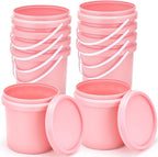 Gerrii 10 Pack Pink 1 Gallon Plastic Bucket with Handle and Lid Food Storage Bucket Containers All Purpose Pail for Paint Water Art Crafts Projects Garage Organization