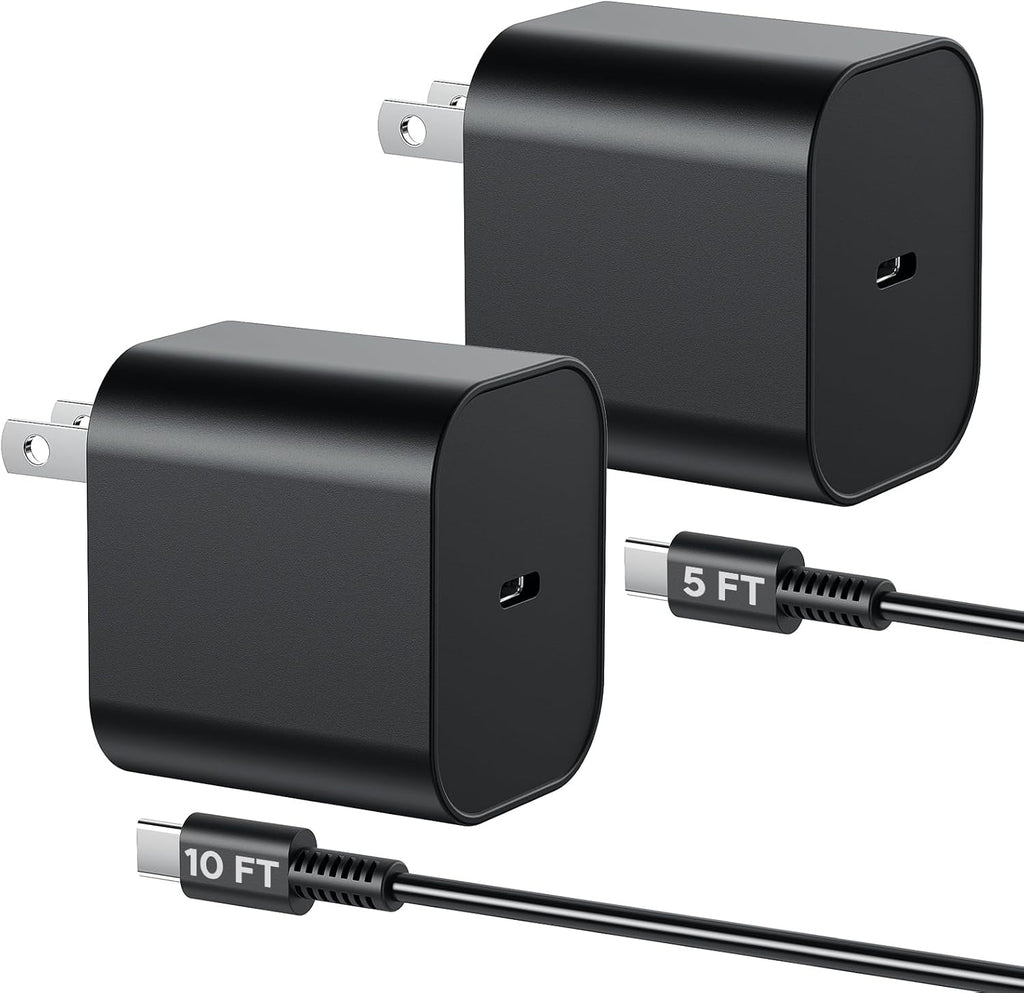 (2 Pack) Charger for Nintendo Switch 2/1, 10FT Extended & 5FT Compact Cables, 60W AC Power Adapter 4K TV Dock Ready, PD 3.0 Fast Charge (20V/3A) – Works with Switch 2/1/OLED/Lite (10FT & 5FT Set)