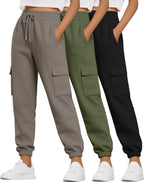 Neer 3 Pack Women's Cargo Sweatpants Joggers Pants Causal Gym Athletic Workout High Waist Bottom Y2k Fall Outfits with Pocket