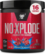 BSN N.O.-XPLODE Pre Workout Powder, Energy Supplement for Men and Women with Creatine and Beta-Alanine, Blue Raz, 16 Servings, 0.65 Pound