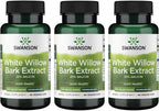 Swanson Maximum Strength White Willow Bark Extract-Promotes Joint Support & Muscle Relief-Standardized to 25% Salicin-Natural Supplement with No Stomach Irritation (60 Veggie Caps, 500mg Each) 3 Pack