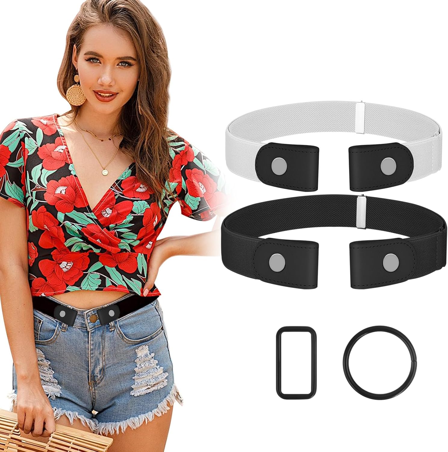 No Buckle Belts for Women, Elastic Belts for Women, Comfortable Womens Belts for Jeans, Stretch Belts for Women