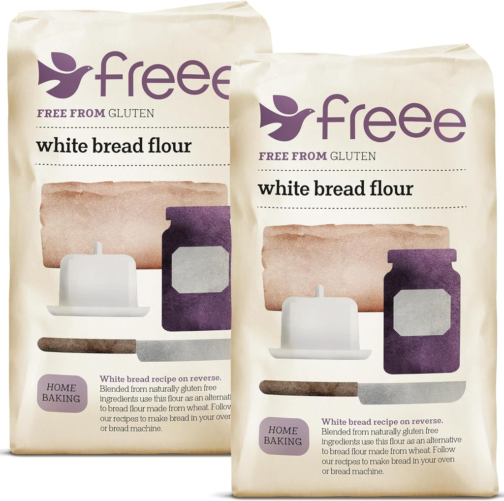 freee Gluten Free White Bread Flour 2.2 lb / 1 kg (Pack of 2) | Premium GF Flour Blend for Baking Breads, Sourdoughs, Rolls & Buns | Xanthan Gum | Vegan, Kosher, Halal Certified | Imported from UK
