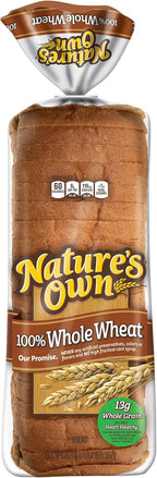 Nature's Own 100% Whole Wheat, Whole Wheat Bread, 20 oz Loaf