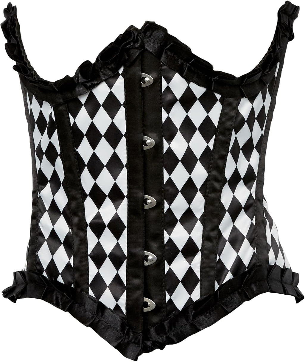 Daisy corsets Women's Daisy Corsets Top Drawer Steel Boned Diamond Print Underwire Curvy Cut Waist Cincher Corset