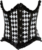 Daisy corsets Women's Daisy Corsets Top Drawer Steel Boned Diamond Print Underwire Curvy Cut Waist Cincher Corset