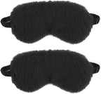 2 Pcs Black Plush Eye Mask Soft Sleeping Blindfold Eye Cover Comfortable Furry Faux Fur Sleeping Mask Satin Nap Night Eyeshade Cover for Women Men Gift