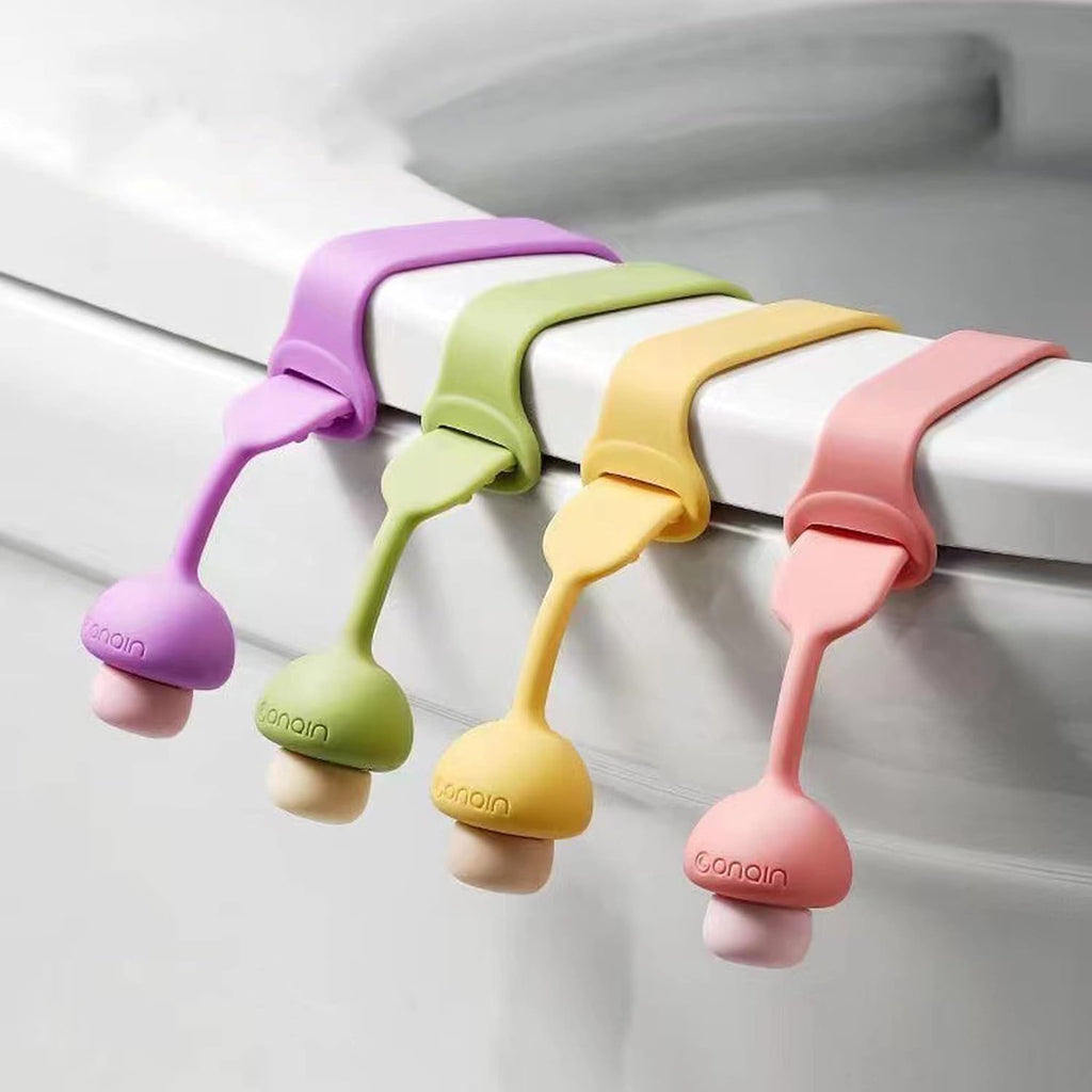 4pcs Silicone Toilet lid Lifter Handle seat Lifter, Avoid Touch Toilet lid Handle for Bathroom, Home Travel Office Hotel (4 Colors)