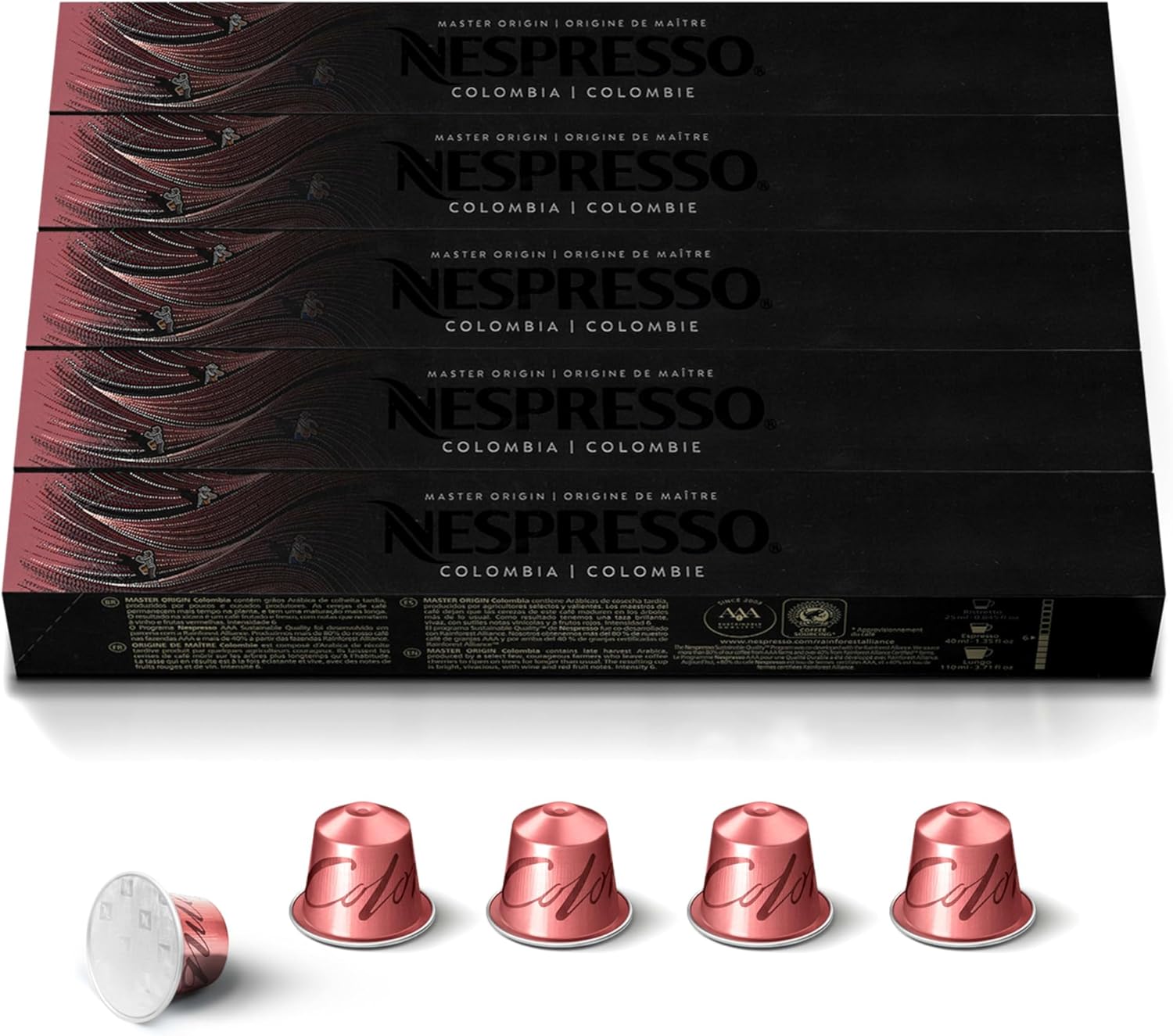 Nespresso Capsules Original Line, Colombia Master Origin, Medium Roast Coffee, 50 Count Coffee Pods