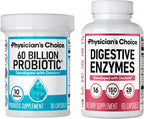 Physician's CHOICE Advanced Gut Health Bundle: 60 Billion Probiotics 30ct + Digestive Enzymes 60ct for Digestive, Gut, and Immune Health Supports Occasional Constipation, Diarrhea, Gas, and Bloating