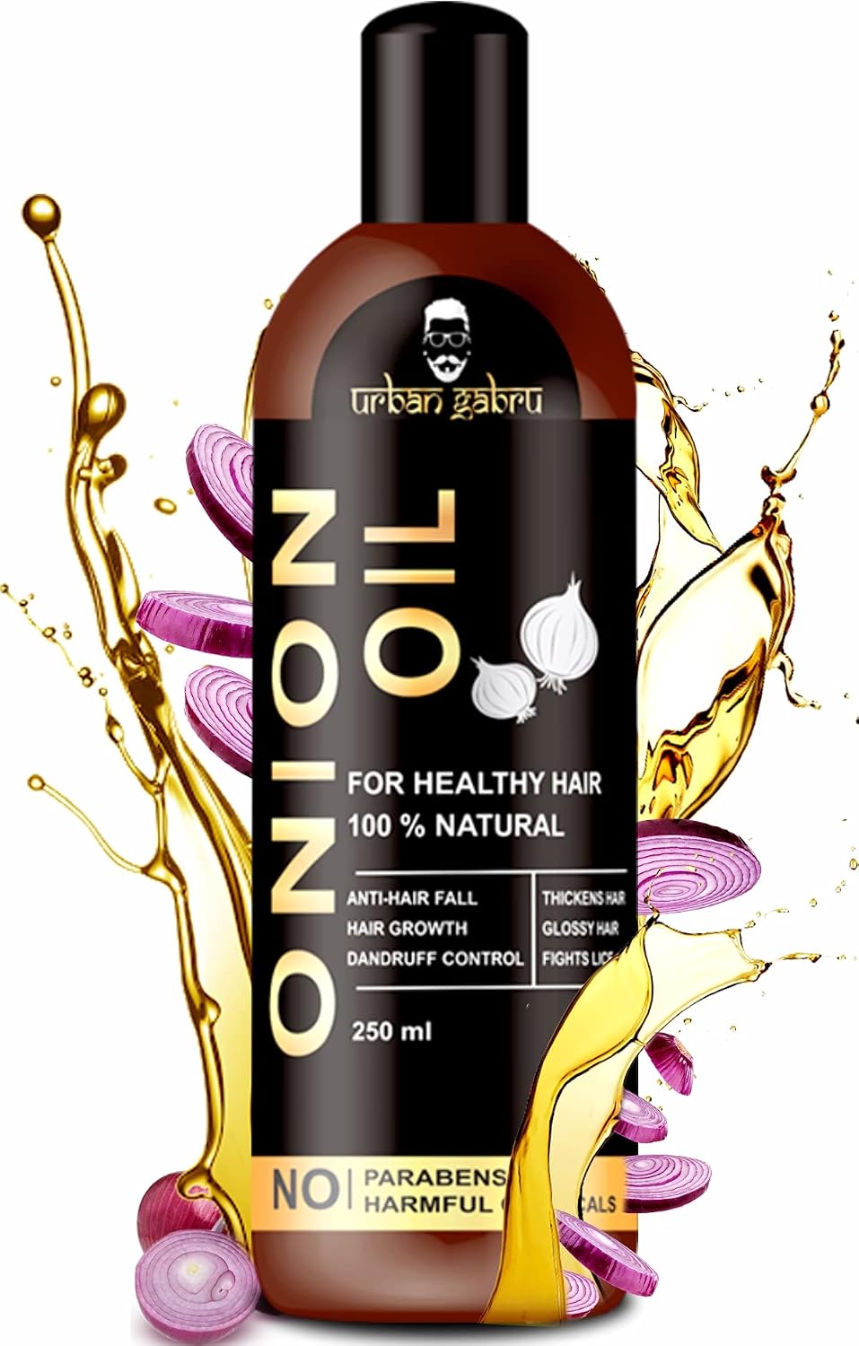 Urbangabru Onion Oil for Hair growth Organic | Onion Juice, Hair Oil for Dry Damaged Hair and Growth (8 Fl Oz)