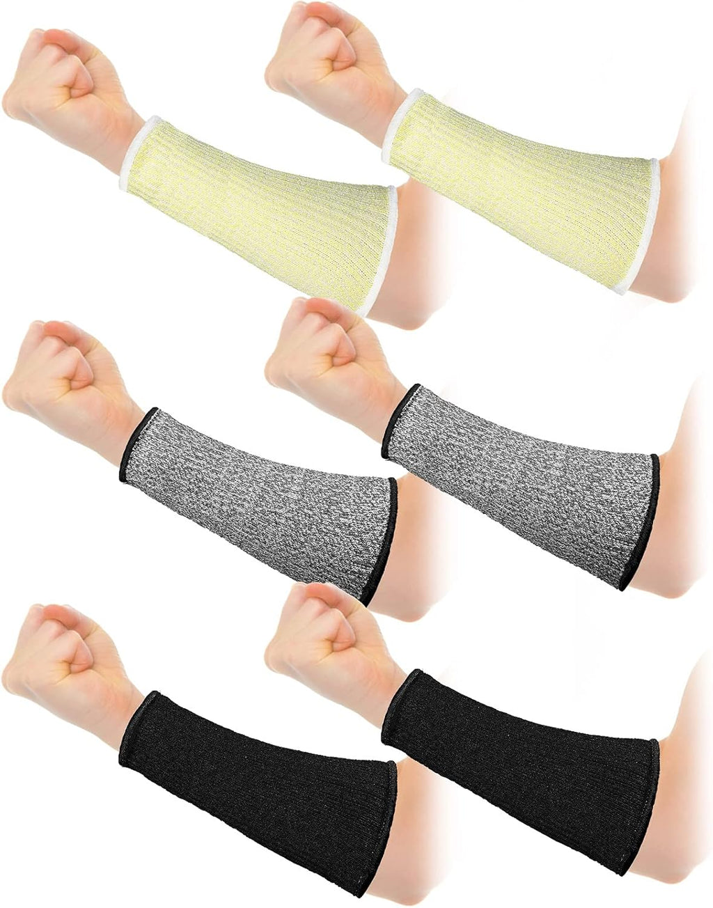 Sintege 3 Pairs Arm Protectors for Thin Skin and Bruising Cut Resistant Forearm Sleeve Level 5 Arm Burn Protection Sleeve (Black, Beige, Grey,7.9 Inch)