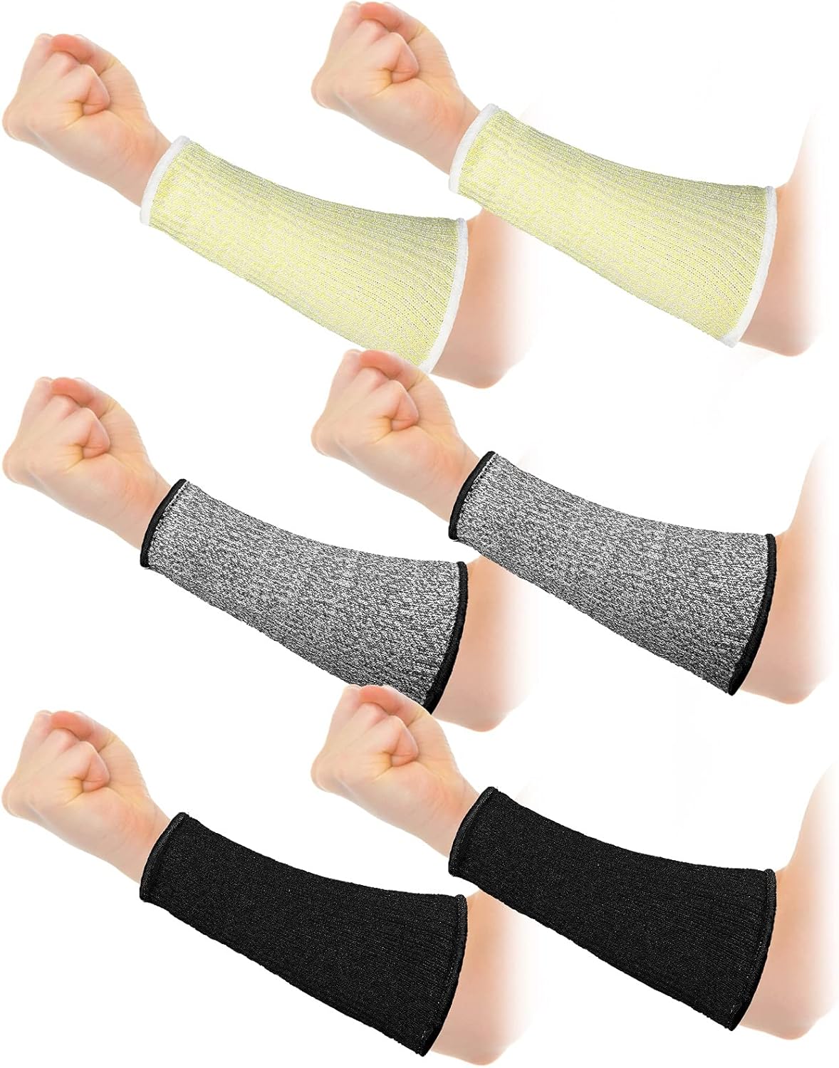 Sintege 3 Pairs Arm Protectors for Thin Skin and Bruising Cut Resistant Forearm Sleeve Level 5 Arm Burn Protection Sleeve (Black, Beige, Grey,7.9 Inch)