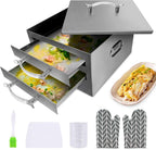 2-Layer Rice Roll Steamer, Stainless Steel Rice Noodle Roll Steamer with Acrylic Handle Steam Tray, Top Open Rice Noodle Roll Machine, for Chinese Cheung Fun Changfen Cuisine Recipes Cookware