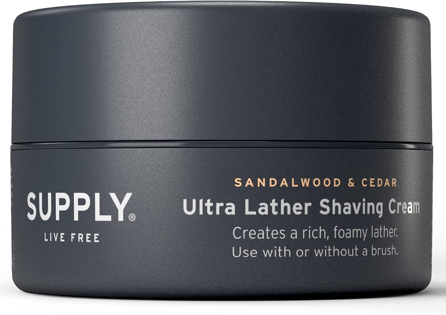 SUPPLY Ultra Lather Shaving Cream Sandalwood & Cedar - Hypoallergenic Formula for Men - 3.4 Oz Jar - Naturally Soothes and Protects, Guards Against Razor Burn and Irritation