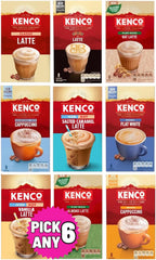 Kenco Instant Coffee Sachets - Pick Any 6 Packs From 9 Blends Including Almond, Vanilla, Oat, Baileys Latte, Cappuccino, Flat White, Iced Hot Salted Caramel