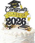 Class of 2026 Cake Topper Gold Glitter Congrats Grad Cake Topper You Did It Cake Decor for 2026 Senior High School/College/University Happy 2026 Graduation Party Supplies Decorations