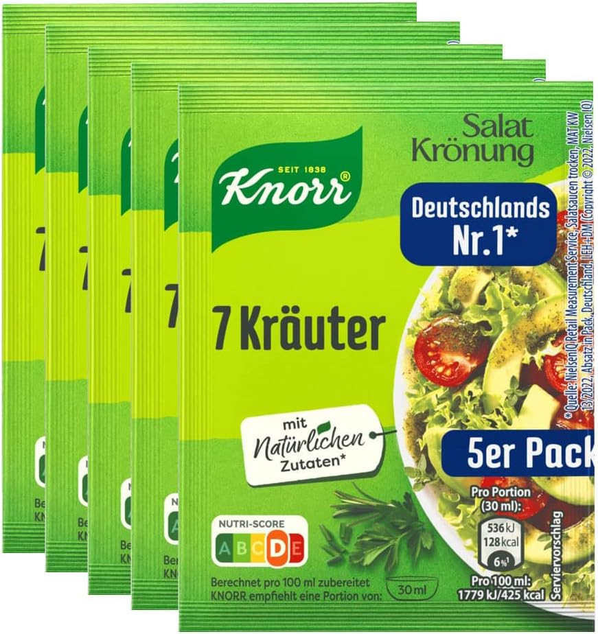 Knorr Salat Kroenung 7 Kraeuter (Seven Herbs) 5-Pack 45g (5 x 9g)