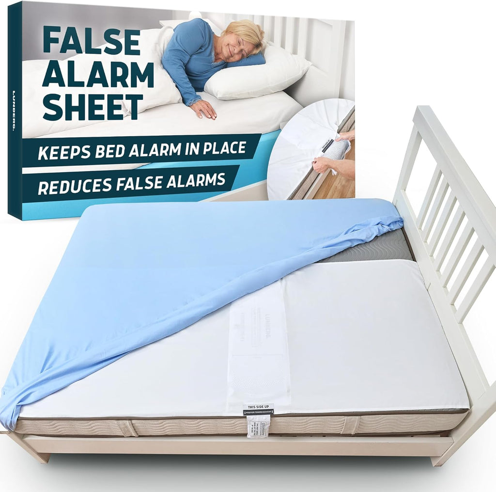Lunderg False Alarm Bed Sheet - Compatible with Lunderg Early-Alert & Basic Bed Alarms for Elderly Sensor Pads - Reduce False Alerts & Prevents Sensor Pad Movement - Easy to Use & Soft Fabric