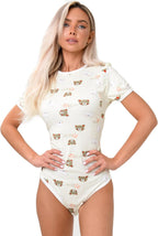 Adult Onesie Snap Crotch Cute Pajama Set Short Sleeve Bodysuit Plus Size Onesie Romper Womens Pajamas S-XL