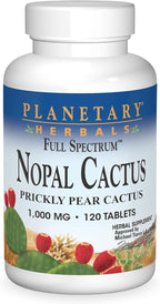 Planetary Herbals Full Spectrum Nopal Cactus, Prickly Pear Cactus, 1000 mg, with Prickley Pear Leaf - 120 Tablets