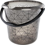 keeeper Bucket with Integrated Measuring Scale and Ergonomic Handle, 10 Litre, Ilvie Polygon, Crystal Grey