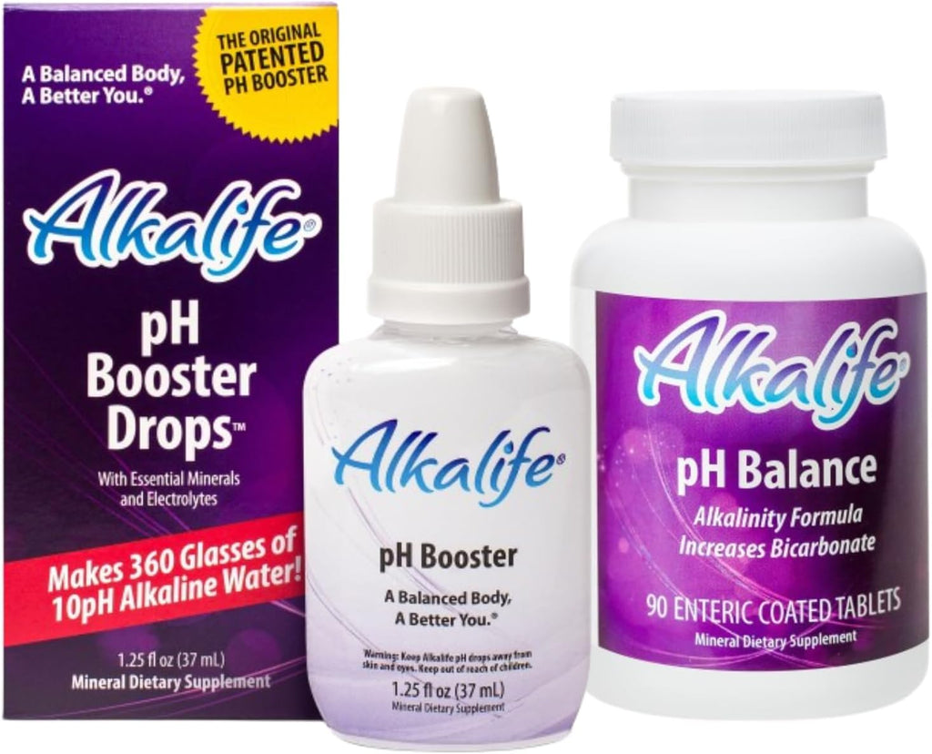 Alkalife pH Booster Drops & pH Balance Tablets | The First Patented Alkaline Water Booster to Neutralize Acid & Balance pH for Immune Support, Peak Performance, Detox, Overall Wellness – 1.25oz