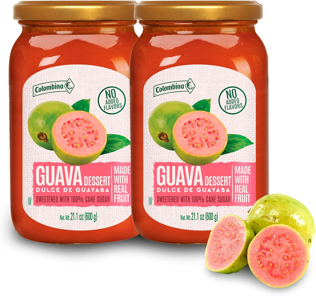 Colombina Guava Dessert Fruit Spread, Exotic Tropical Guava Jelly and Guava Paste Made from Real Fruit, 21.1oz (2 Jars)