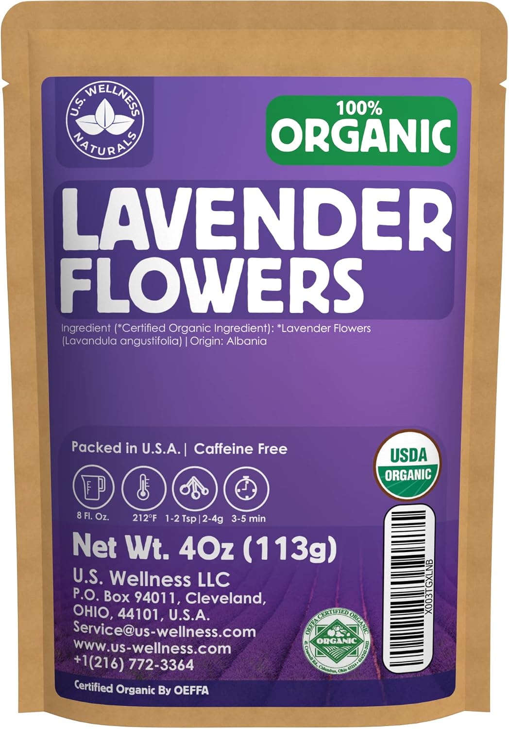 Organic Lavender Tea | 100% Certified Organic | Food Grade Dried Lavender Flowers | Perfect for Tea, Baking, Lemonade, DIY Beauty, Sachets & Fresh Fragrance | 100% Raw Albanian Harvest | Large 4oz