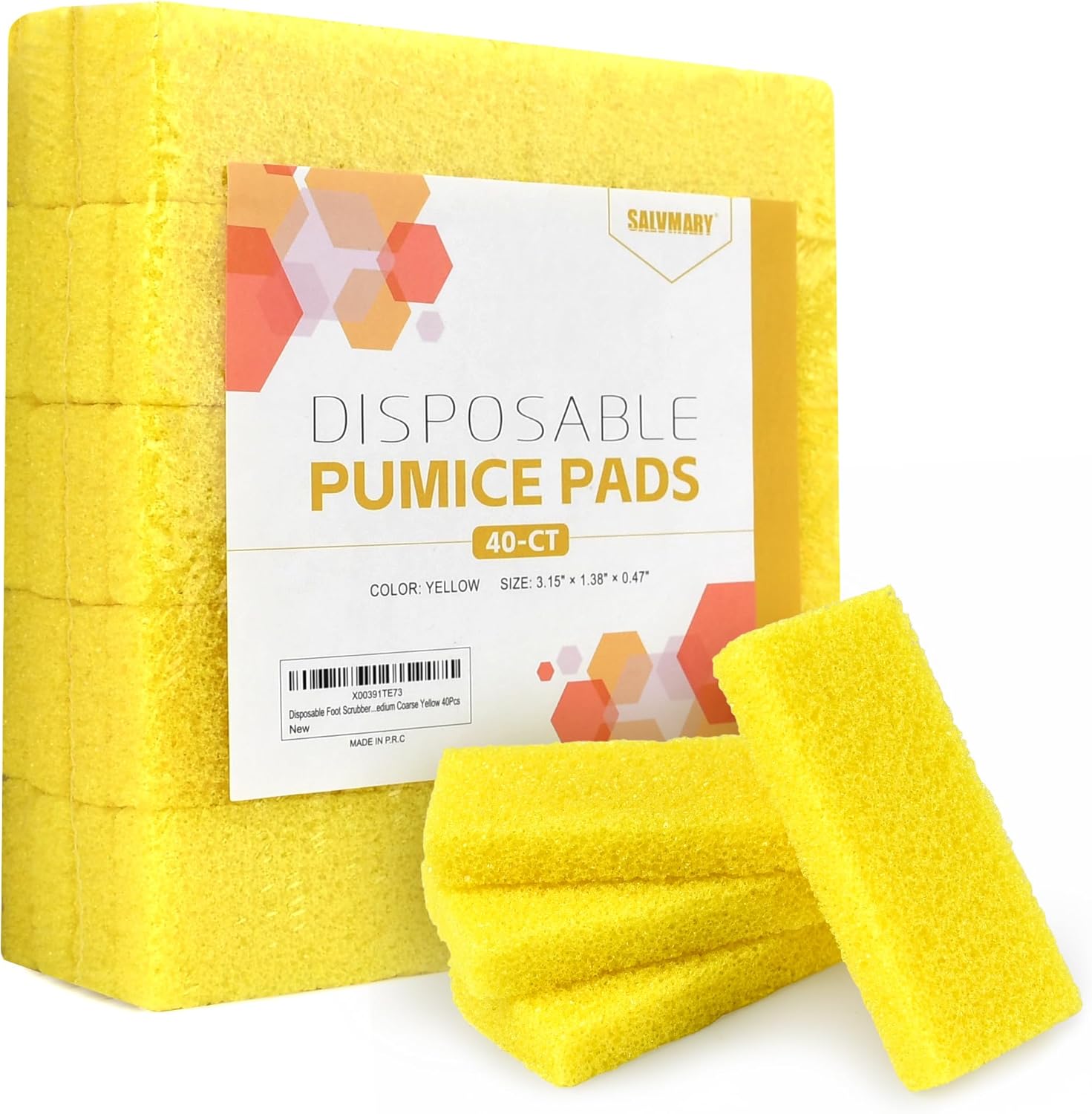 Disposable Foot Scrubber Sponge Pads Pedicure Pumice Stone for Feet Callus Remover Medium Coarse Yellow 40Pcs