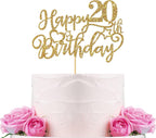 WeBenison Happy 20th Birthday Cake Topper 20th Birthday Cake Supplies Boy or Girl 20 Years Old Birthday Party Decorations Gold Glitter