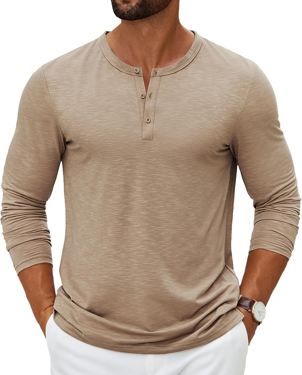 COOFANDY Men's Henley Shirts Long Sleeve Casual Pullover T-Shirt Fashion Basic Button Shirts