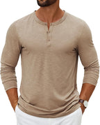 COOFANDY Men's Henley Shirts Long Sleeve Casual Pullover T-Shirt Fashion Basic Button Shirts