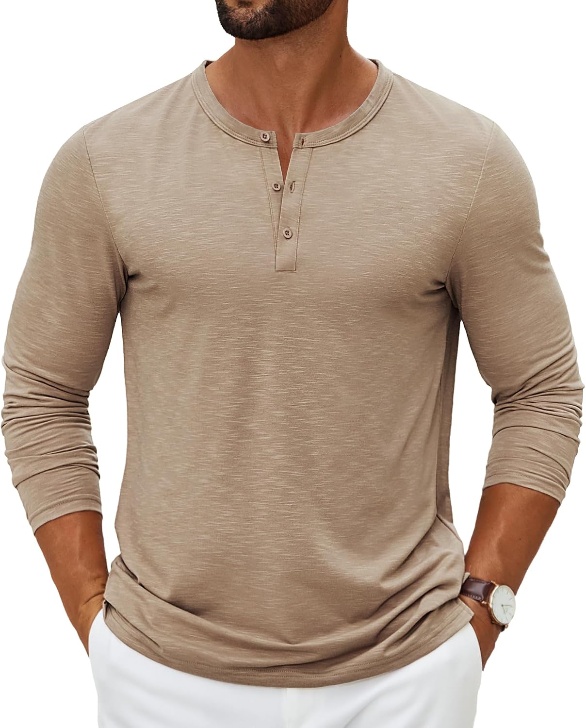 COOFANDY Men's Henley Shirts Long Sleeve Casual Pullover T-Shirt Fashion Basic Button Shirts
