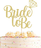 Bride To Be Cake Topper - Gold Glitter Bridal Shower Cake Decoration Supply - Bridal Wedding Engagement Party Decoration Photo Prop