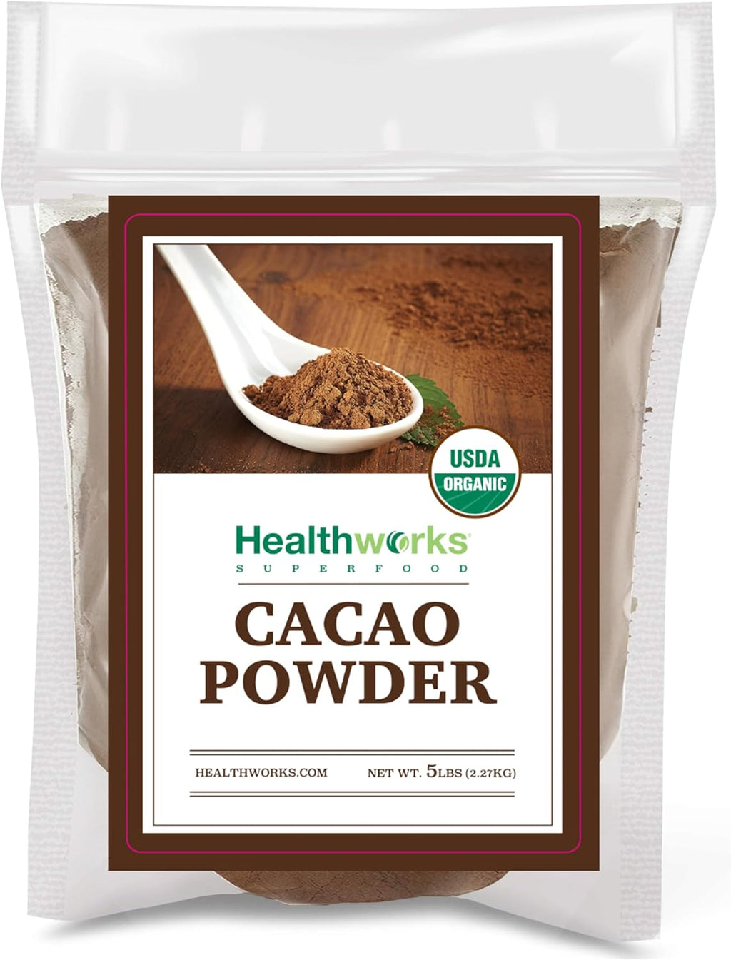 Healthworks Superfoods Organic Cacao Powder - 80 Oz / 5 Lb - Cocoa Chocolate Substitute - Rich Chocolate Flavour - Sugar-Free, Keto, Vegan & Non-GMO - Peruvian Bean/Nut Origin - Antioxidant Superfood - Packaging May Vary