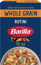 Barilla Whole Grain Rotini Pasta, 16 oz. Box - Non-GMO, Made With 100% Whole Grain Durum Wheat - Great Source of Fiber