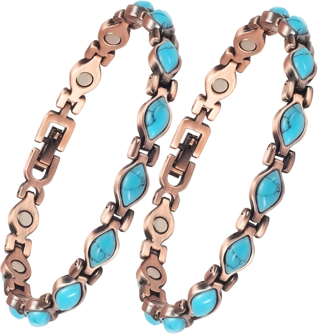 Copper Magnetic Anklet for Women, Pure Copper Ankle Bracelet with Magnet (2)