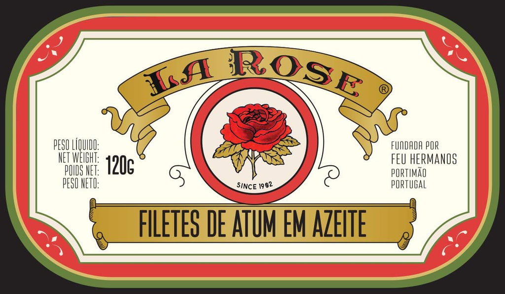 La Rose from Portugal - Gourmet Canned Tuna Fillet in Pure Olive Oil - 4.23oz / 120gr (Pack of 5 cans)
