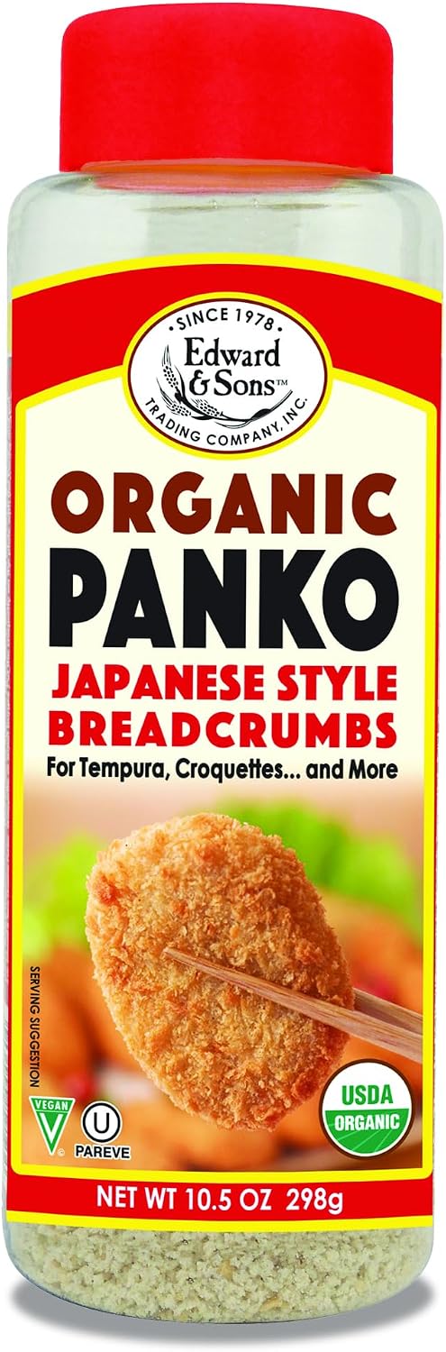Edward & Sons Organic Japanese Style Panko Breadcrumbs - Panko Crumbs Organic, Perfect for Breading, Low Sodium - 10.5 Oz (Pack of 6)