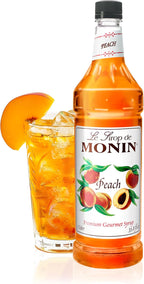 Monin - Peach Syrup, Fresh and Juicy Flavors, Great for Iced Teas, Lemonades, and Sodas, Non-GMO, Gluten-Free (1 Liter)
