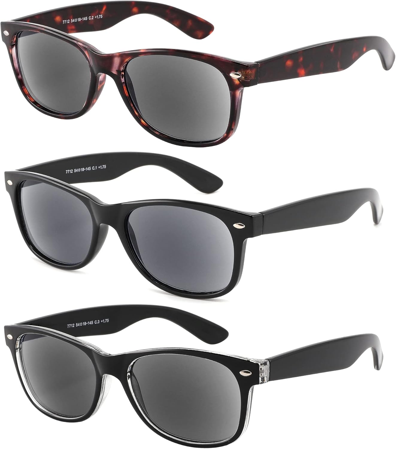 Yogo Vision Reader Sunglasses for Women and Men, UV400 Tinted Reading Sunglasses 3-Pk