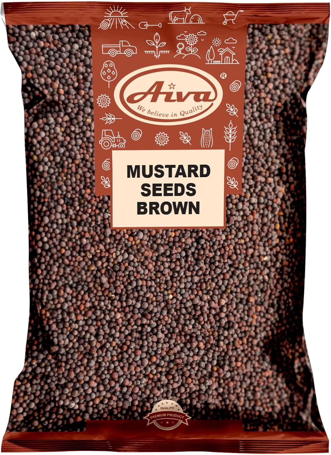 AIVA Mustard Seeds Brown (RAI SARSON) Whole I All Natural | Indian Origin - Ideal seasoning for sauces/dips/spice blends - (5 LB)