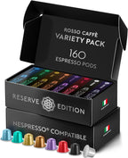 ROSSO CAFFÈ Espresso Coffee Pods, Compatible with Nespresso Original Machines, Reserve Variety Pack, 160 Capsules - Made in Italy
