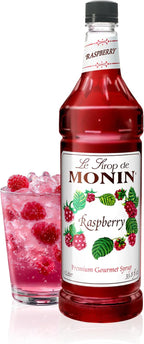 Monin - Raspberry Syrup, Sweet and Tart, Great for Cocktails and Lemonades, Gluten-Free, Non-GMO (1 Liter)