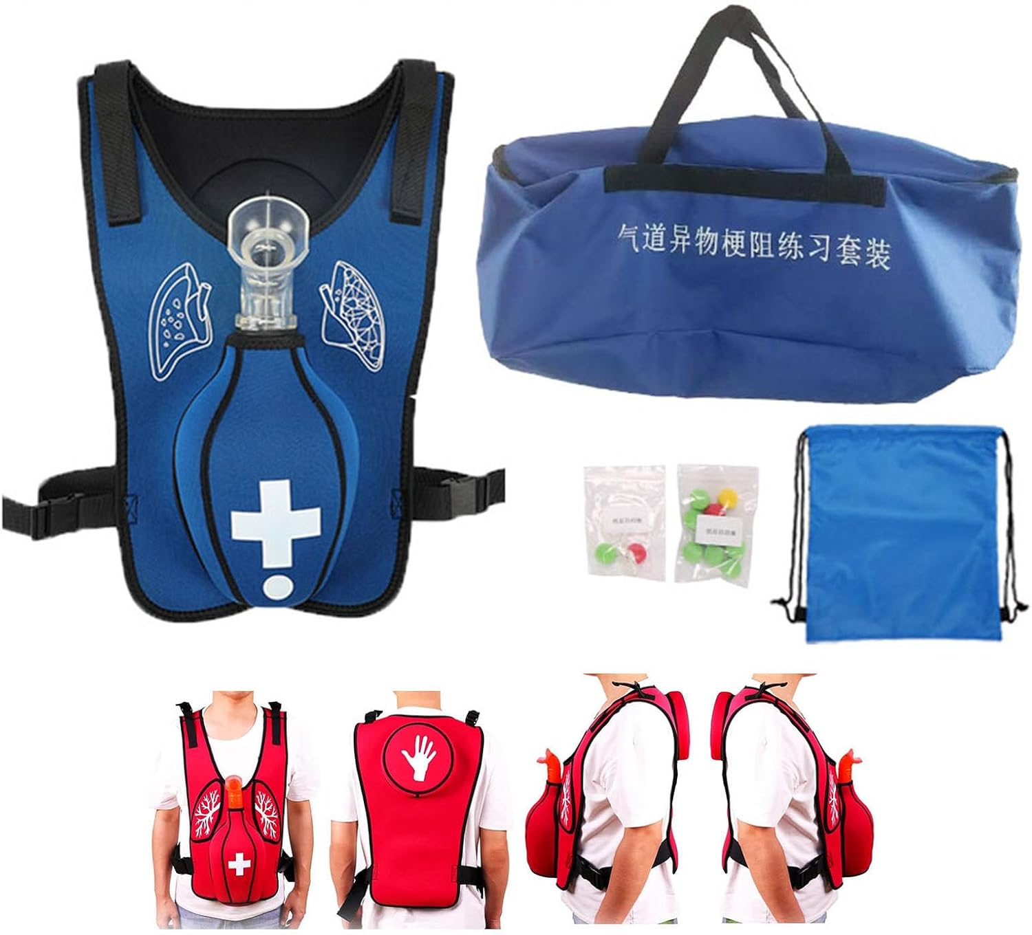 Anti Choking Obstruction Trainer Vest - Heimlik Practice Training Model Education for Nurse & Student First Aid Teaching Accessories,Blue-Children