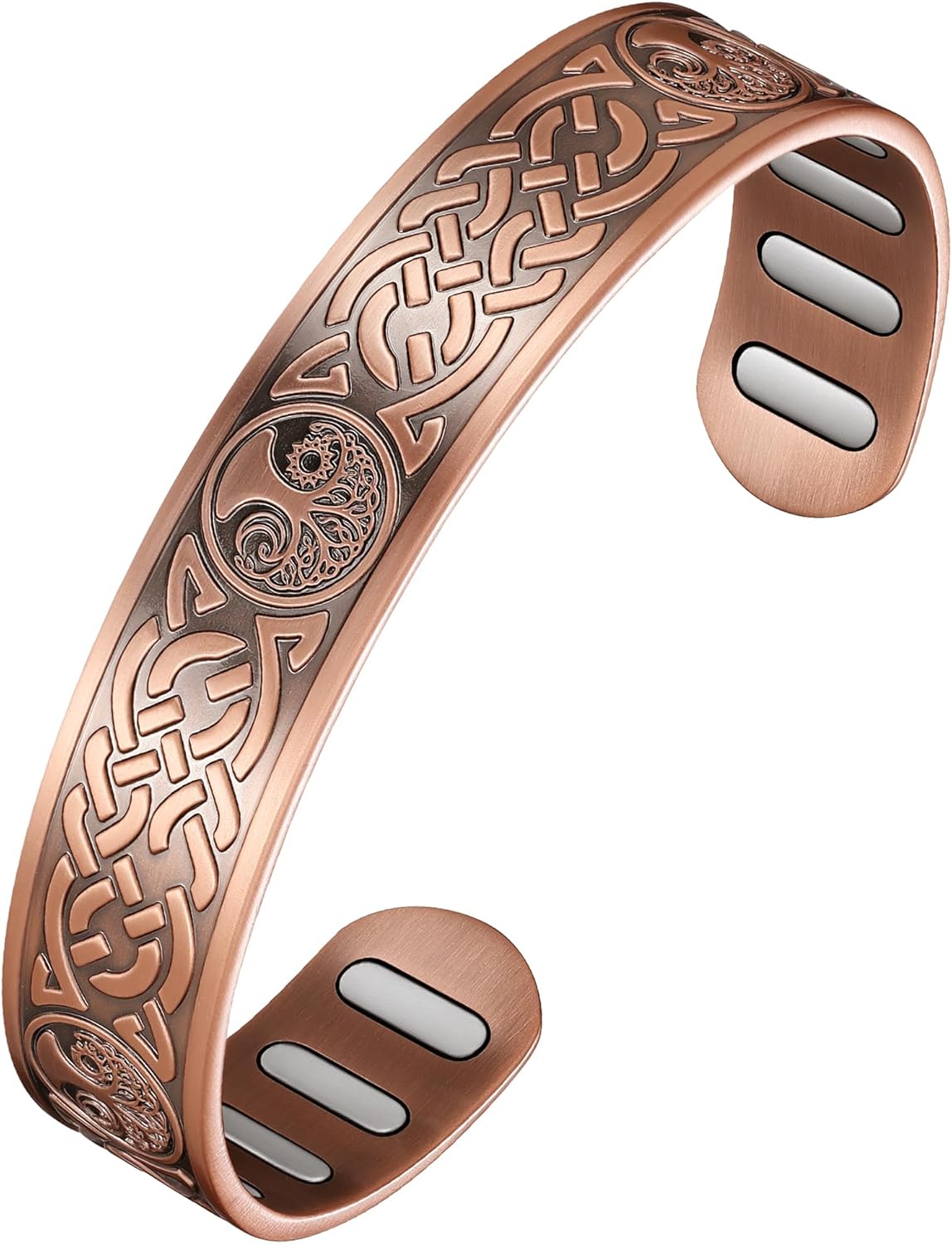 Jecanori Copper Magnetic Bracelets for Men and Women–Upgraded Oval Magnets-Adjustable Cuff Bangles