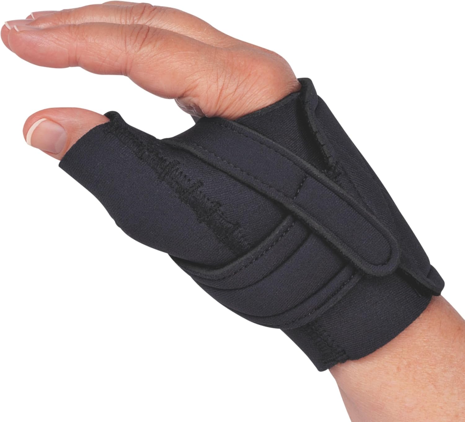 Comfort Cool CMC Thumb Brace – Restriction Split for Arthritis & Tendinitis Relief | Breathable Neoprene with Supportive Thumb Strap - Black, Left Hand, Large (8 to 9 inches) | NC79566