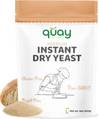 Quay Naturals Instant Dry Yeast 8 oz | Fast-Acting, No Proofing Needed | Ideal for Bread, Pizza, Bagels & Pastries | Gluten-Free, Non-GMO, Vegan Baking Essential